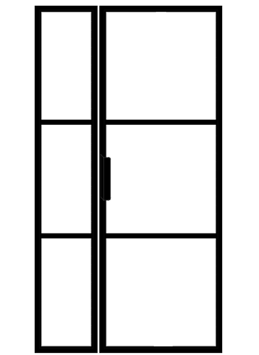Lofttür mit Seitenteil links und Anschlag rechts