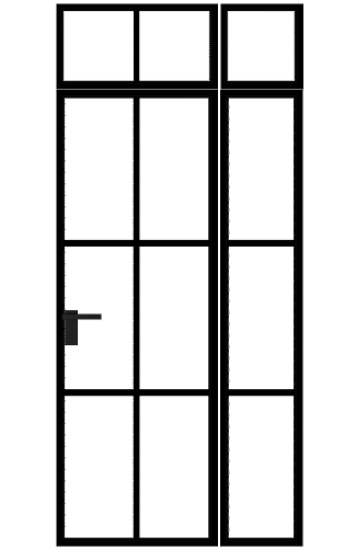 Lofttür mit Seitenteil und Oberlicht rechts (Anschlag R)