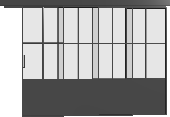 Loft Schiebetür kaskadisch (4 Flügel) - S14 Industrial Line